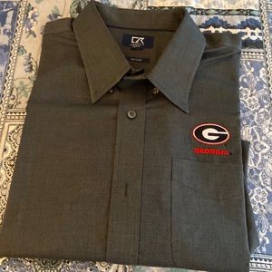 UGA Cutter & Buck long sleeve cotton button diown